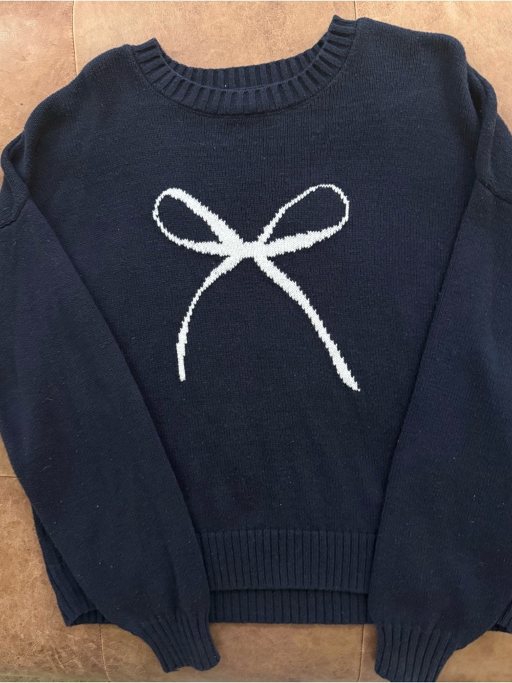Hollister Navy Bow Intarsia Crewneck Sweater - Women